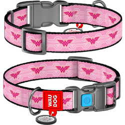 Waudog Wonder Woman Plastic Κολάρο Σκύλου Ροζ 2.5x35-58cm