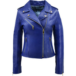 Leather 100 Γυναικείο Μπουφάν Δερμάτινο Κοντό Royal Blue 07-W-B-1814