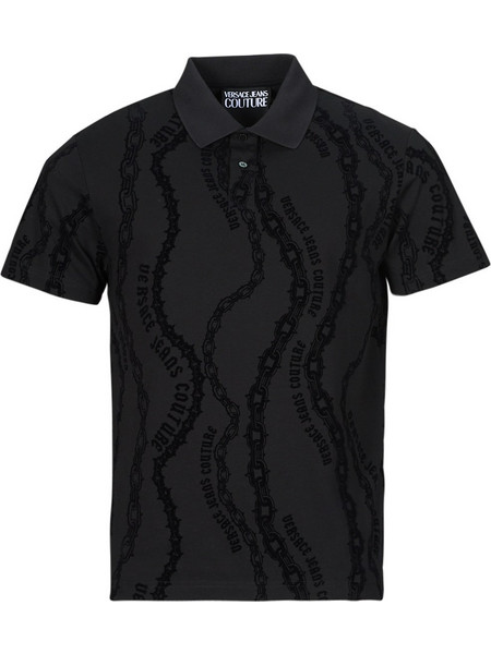 Versace Ανδρική Μπλούζα Polo Κοντομάνικη Μαύρη 77GAG6R0JS415-899