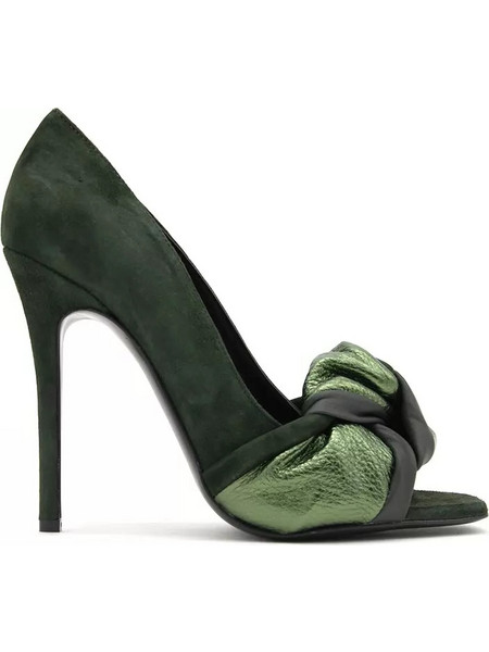 Divine Follie Γόβες Suede με Τακούνι Στιλέτο με Φιόγκο Χακί DVN-MT46-S