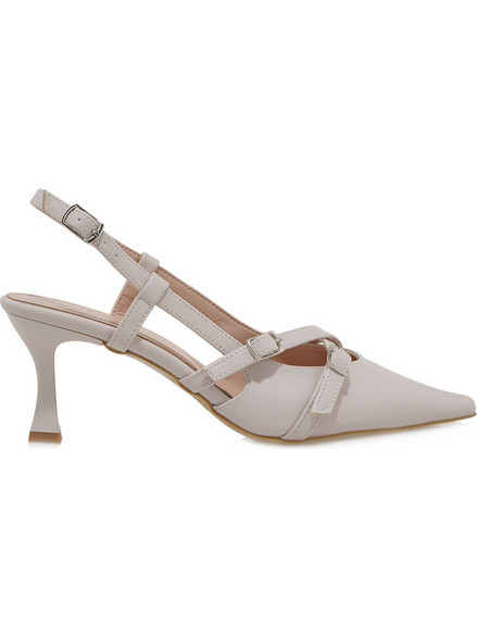 Jk London Γόβες Slingback Λουστρίνι με Λεπτό Ψηλό Τακούνι Εκρού S428B1913-411