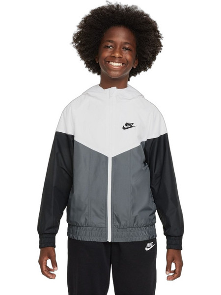 Nike Αθλητικό Παιδικό Μπουφάν Softshell Αδιάβροχο Λευκό Ανθρακί Μαύρο FZ5516-100
