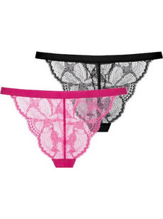 Dorina Γυναικείο Sexy String με Δαντέλα Μαύρο Φούξια FXST0015LA166-2X0395