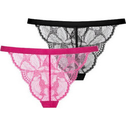Dorina Γυναικείο Sexy String με Δαντέλα Μαύρο Φούξια FXST0015LA166-2X0395