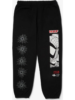 Huf Ανδρικό Παντελόνι Φόρμας Fleece με Λάστιχο Μαύρο PT00296