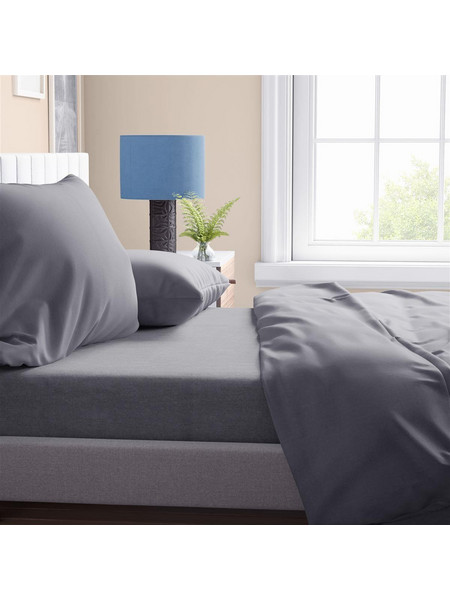 Dimcol Σεντόνι King Size Βαμβακερό 240x270 Solid 495 Dark Grey