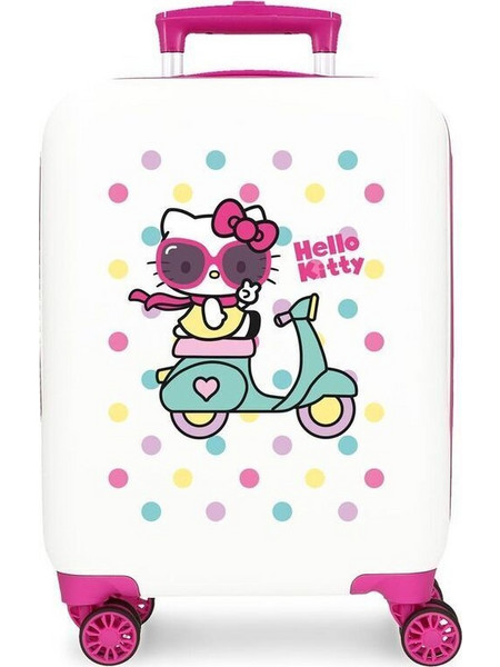 Joumma Hello Kitty JM4231322 Βαλίτσα Καμπίνας 50x33x20cm με 4 Ρόδες Λευκή Πορτοκαλί