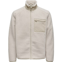 Only & Sons Ανδρική Ζακέτα Fleece με Φερμουάρ Εκρού 22025599