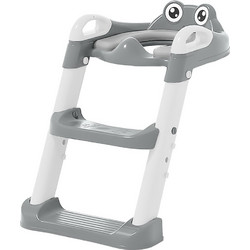 Bebe Stars Frog Παιδικό Κάθισμα Τουαλέτας με Σκαλοπάτι & Χερούλια Λευκό Γκρι
