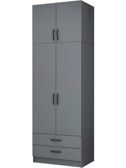 Megapap Δίφυλλη Ντουλάπα Ρούχων Ricardo με Πατάρι Γκρι 80x51.8x240cm GP100-0063,4