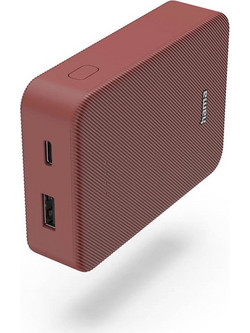 Hama Color 10 Power Bank 10000mAh με Θύρα USB-A & Θύρα USB-C Red