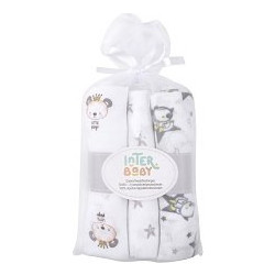 Interbaby Bear Πάνες Αγκαλιάς Γκρι Λευκές 80x80cm 3τμχ