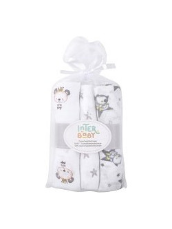 Interbaby Bear Πάνες Αγκαλιάς Γκρι Λευκές 80x80cm 3τμχ