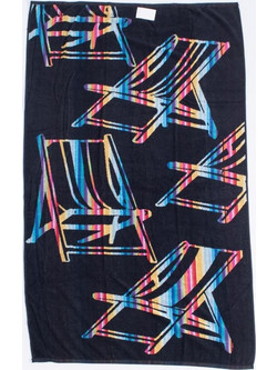 Linea Deck Chair Πετσέτα Θαλάσσης Μαύρη 90x170cm