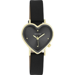 Oozoo Timepieces Γυναικείο Ρολόι με Μαύρο Δερμάτινο Λουράκι C11452