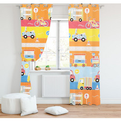 Mc Decor Παιδική Κουρτίνα με Τρουκς 140x280 Cars Orange