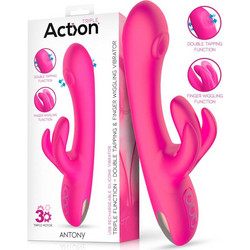IntoYou Action Antony Double Tapping & Finger Vibe Δονητής Rabbit 22.5cm Ροζ
