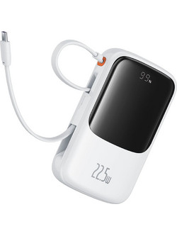 Baseus Qpow Pro+ Power Bank 10000mAh 22.5W με Θύρα USB-A & 2 Θύρες USB-C White