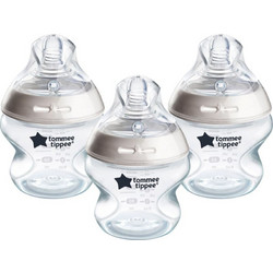 Tommee Tippee Closer To Nature Σετ Πλαστικά Μπιμπερό με Θηλή Σιλικόνης κατά των Κολικών 0+ Μηνών Beige 3x150ml