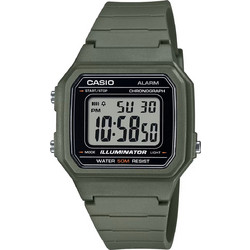 Casio Ψηφιακό Ανδρικό Ρολόι Χρονογράφος με Χακί Καουτσούκ Λουράκι W-217H-3AVDF