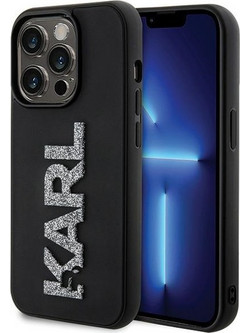Karl Lagerfeld 3D Logo Glitter Back Cover Black (iPhone 15 Pro Max)