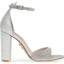 Steve Madden Capsule Γυναικεία Πέδιλα Ασημί με Χοντρό Ψηλό Τακούνι SM11002942-968