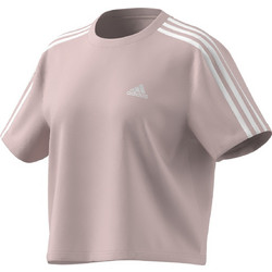 Adidas Essentials 3-Stripes Single Jersey Γυναικείο Αθλητικό Crop Top Nude IY4227