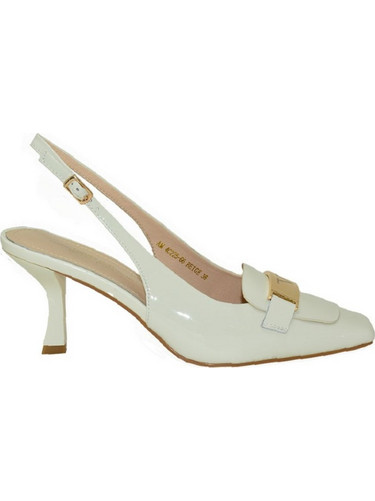 Versace 19V69 Γόβες Slingback Λουστρίνι με Λεπτό Ψηλό Τακούνι Εκρού AM4C225-66