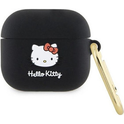 Hello Kitty 3D Kitty Head Θήκη Σιλικόνης με Γάντζο για Apple AirPods 3 Μαύρη