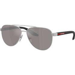 Prada PSA52 18X80I Ανδρικά Γυαλιά Ηλίου Aviator Κοκάλινα Μαύρα με Γκρι Φακό