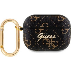 Guess 4G Hook Θήκη από Δερματίνη με Γάντζο για Apple AirPods Pro 2 Μαύρη