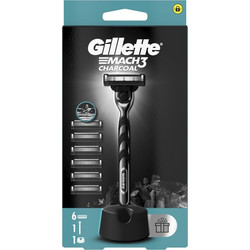 Gillette Mach 3 Charcoal Ξυραφάκι με Ανταλλακτικές Κεφαλές με 3 Λεπίδες & Λιπαντική Ταινία + Ανταλλακτικά Ξυραφάκια 6τμχ