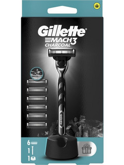 Gillette Mach 3 Charcoal Ξυραφάκι με Ανταλλακτικές Κεφαλές με 3 Λεπίδες & Λιπαντική Ταινία + Ανταλλακτικά Ξυραφάκια 6τμχ