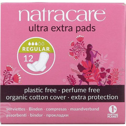 Natracare Ultra Extra Pads Regular Σερβιέτες με Φτερά για Κανονική Ροή 3 Σταγόνες από Βαμβάκι 12τμχ