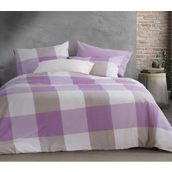 Nef-Nef Σετ Σεντόνια King Size Βαμβακερά με Λάστιχο 180x200+32 Casual Check Mauve
