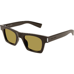 Saint Laurent SL719 004 Ανδρικά Γυαλιά Ηλίου Τετράγωνα Κοκάλινα Μαύρα με Πορτοκαλί Φακό