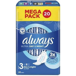 Always Ultra Day & Night Μέγεθος 3 Σερβιέτες με Φτερά για Αυξημένη Ροή 20τμχ