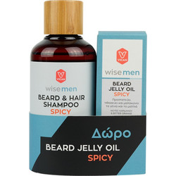 Vican Wise Men Spicy Beard & Hair Shampoo 200ml + Beard Oil 30ml