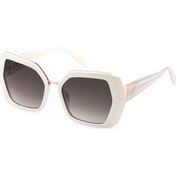 Blumarine SBM870 0847 Γυναικεία Γυαλιά Ηλίου Πολυγωνικά Κοκάλινα Λευκά με Μαύρο Degradee Φακό