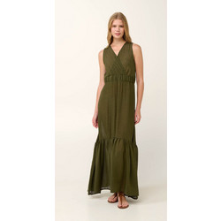 Vamp Ramie Maxi Καλοκαιρινό Καθημερινό Φόρεμα Μεταξωτό Χακί 22870