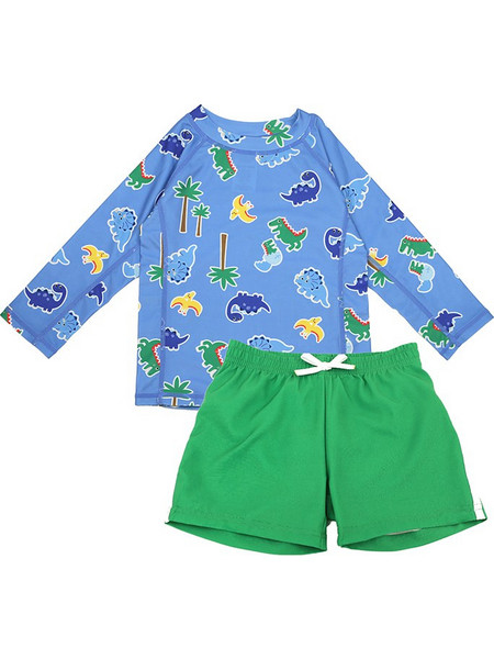 Zoocchini Devin the Dino & Friends Σετ Αντηλιακό UV Βρεφικό Μαγιό Σετ με Μπλούζα για Αγόρι Πράσινο Μπλε ZOO16402