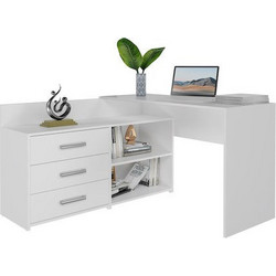 Topeshop Dany Γωνιακό Γραφείο Ξύλινο με Βιβλιοθήκη 120x120x75cm