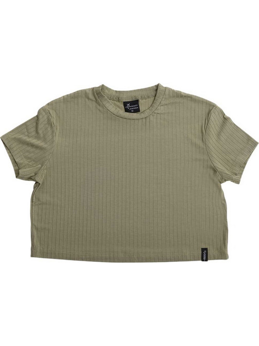 Target Παιδικό Crop Top Κοντομάνικο Χακί S25-14570-17