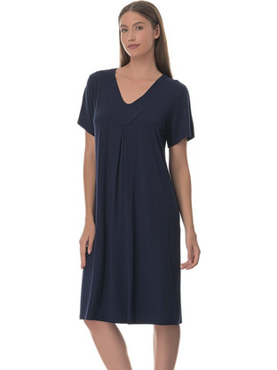 PNN Nightwear Midi Καλοκαιρινό Καθημερινό Φόρεμα Navy Μπλε 0233-0002-2