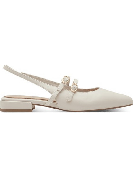 Marco Tozzi Γόβες Slingback Δερμάτινες με Χοντρό Χαμηλό Τακούνι Μπεζ 2-29409-44-403