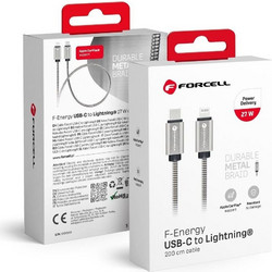 Forcell C238 Braided USB-C to Lightning Cable 27W 2m Silver 5903396378485