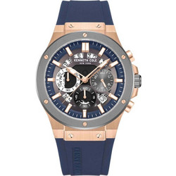 Kenneth Cole Ανδρικό Ρολόι Χρονογράφος με Μπλε Καουτσούκ Λουράκι KCWGO0035502