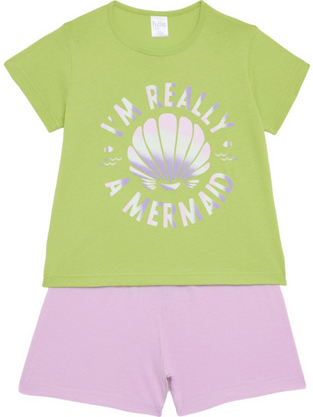 Pretty Baby Παιδική Πιτζάμα Βαμβακερή Καλοκαιρινή Lime Λιλά 63163
