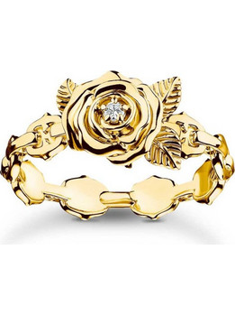 Thomas Sabo Γυναικείο Δαχτυλίδι Λουλούδι Επιχρυσωμένο με Ζιργκόν TR2482-414-39