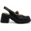 Wonders Γόβες Slingback Δερμάτινες με Χοντρό Χαμηλό Τακούνι Μαύρες E-7111-1